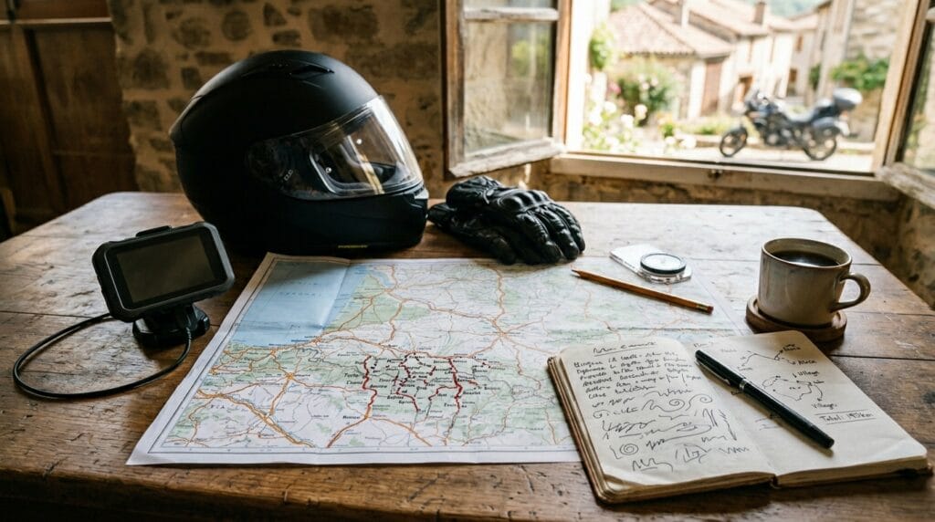 Pianificazione di un itinerario slow travel in moto tra borghi e strade secondarie