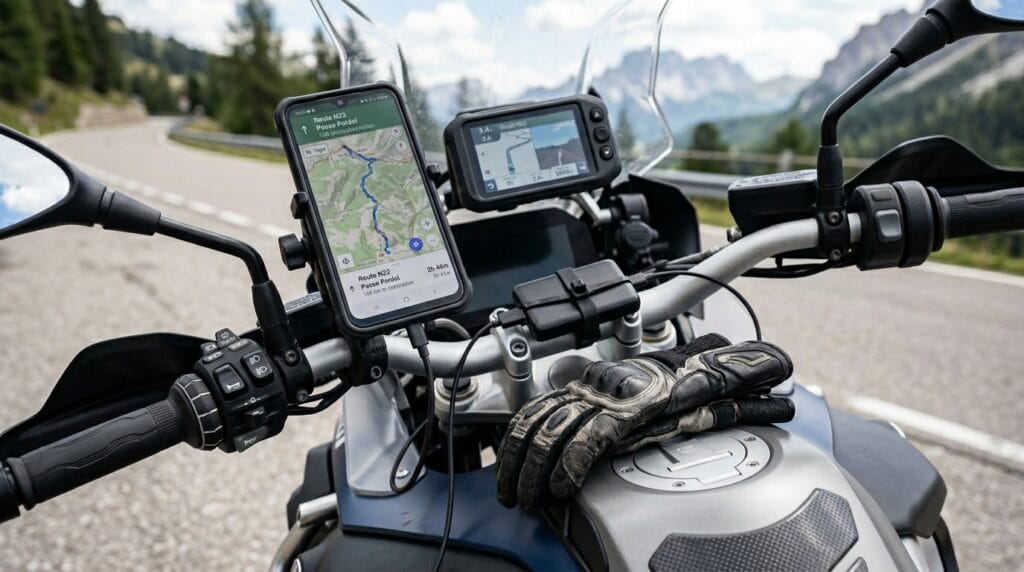 GPS offline e app di navigazione per un viaggio in moto smart nel 2026