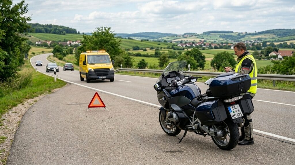 Soccorso stradale moto in Europa durante un viaggio con assistenza e sicurezza